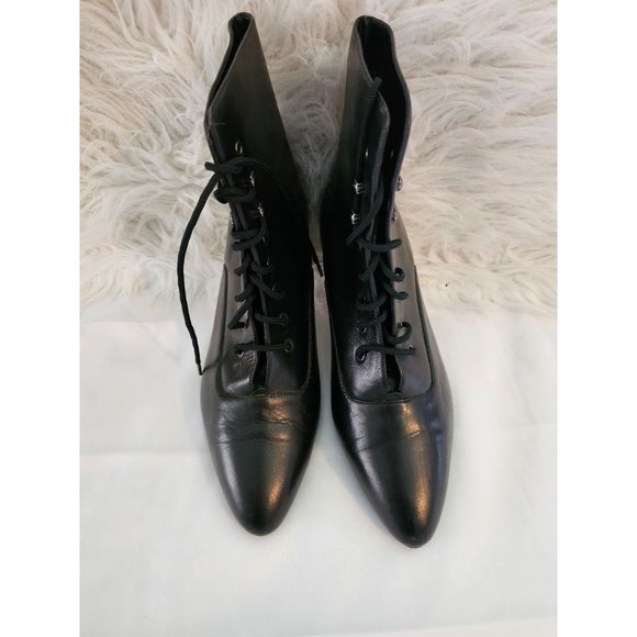 Vintage Hunter's Run Lace Up Victorian Leather Kitten Heel Boots  9.5 - Picture 2 of 5